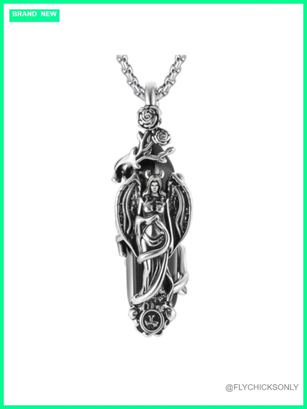 Black Onyx Lilith Sigil Pendant Necklace Copper 18+2in Wiccan Jewelry